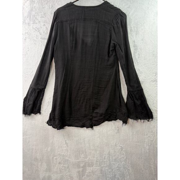 Free People Greta Gauze Button-Down Tunic – Black – Size S - Picture 6 of 8